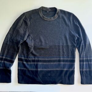 Men's Theory Dark blue navy and Gray Striped Crewneck Sweater